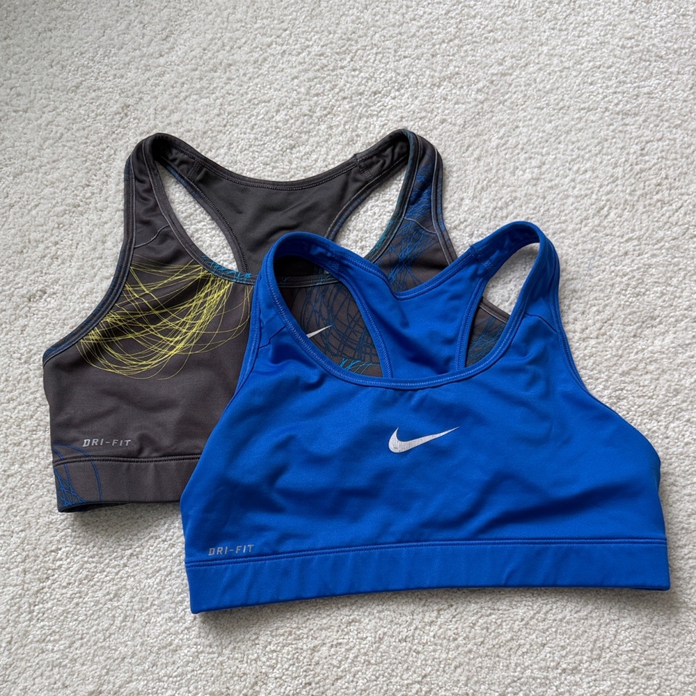 Nike Women's Dri-FIT Sports Bra Duo - Blue and Gray